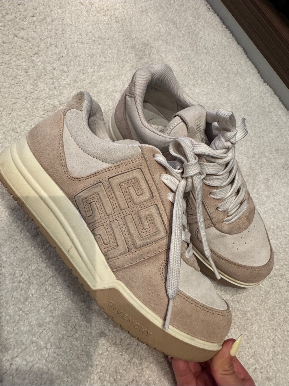 Givenchy Neutral Beige Suede Low-Top Sneakers